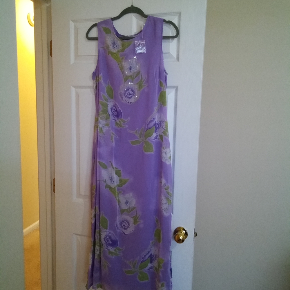 Purple and Gold Sleeveless Sheath Maxi Dress
